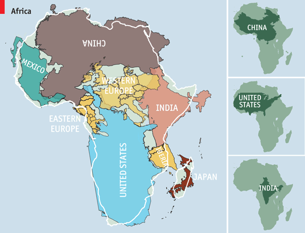 Charity: water - the true size of Africa, source: economist.com