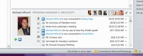 Microsoft Outlook 2010 Social Connector, zdroj: blogs.msdn.com